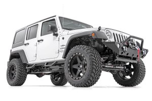 Jeep Wrangler Unlimited Contoured Drop Steps - 4 Door - Rough Country - Drop step design - Textured Black - '07-'18